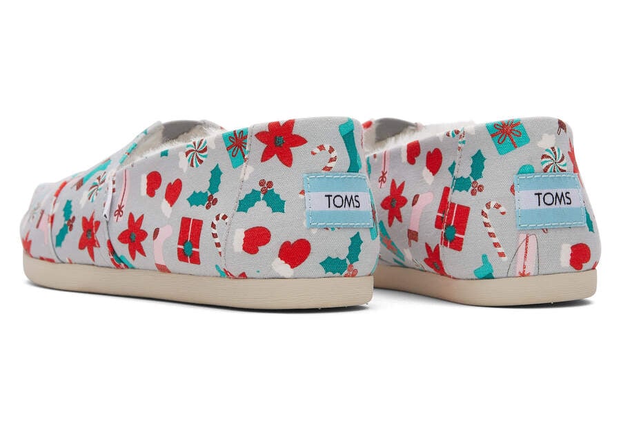 Grey Foil Women's Toms Alpargata Deck the Halls Alpargatas Ireland | IE613-978