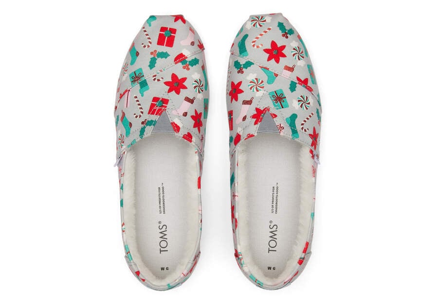 Grey Foil Women's Toms Alpargata Deck the Halls Alpargatas Ireland | IE613-978