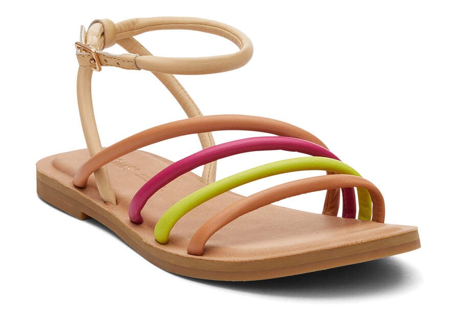 Honey Beige Multi Leather Women's Toms Willa Sandal Sandals Ireland | IE769-305