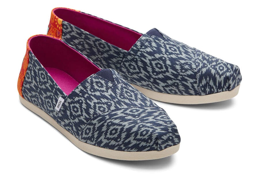 Ikat Navy Women's Toms Alpargata Ikat Diamonds Alpargatas Ireland | IE572-734