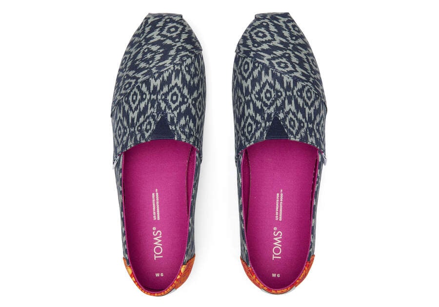 Ikat Navy Women's Toms Alpargata Ikat Diamonds Alpargatas Ireland | IE572-734