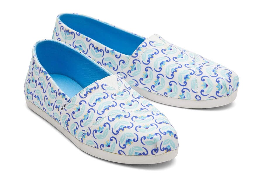 Island Blue Mediterranean Flowers Women's Toms Alpargata Mediterranean Flowers Alpargatas Ireland | IE280-456