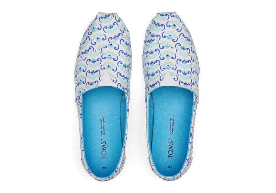 Island Blue Mediterranean Flowers Women's Toms Alpargata Mediterranean Flowers Alpargatas Ireland | IE280-456