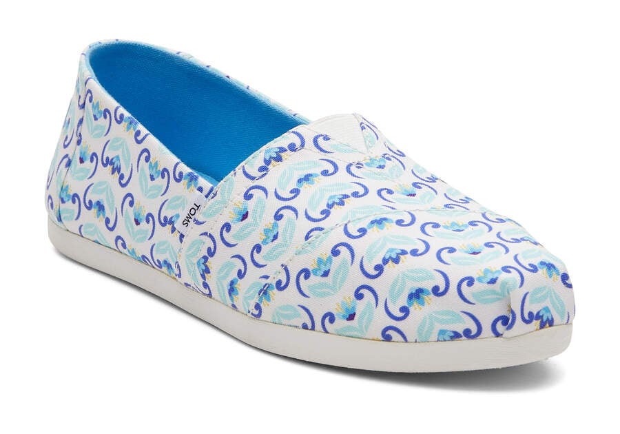 Island Blue Mediterranean Flowers Women's Toms Alpargata Mediterranean Flowers Alpargatas Ireland | IE280-456