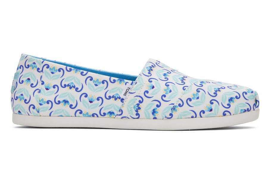 Island Blue Mediterranean Flowers Women\'s Toms Alpargata Mediterranean Flowers Alpargatas Ireland | IE280-456