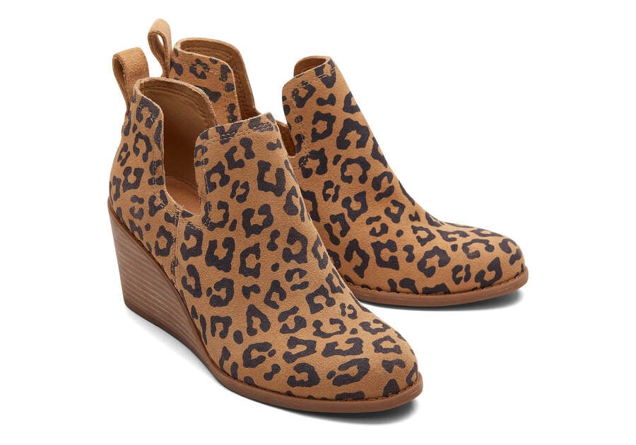 Leopard Women's Toms Kallie Wedge Bootie Booties Ireland | IE556-398