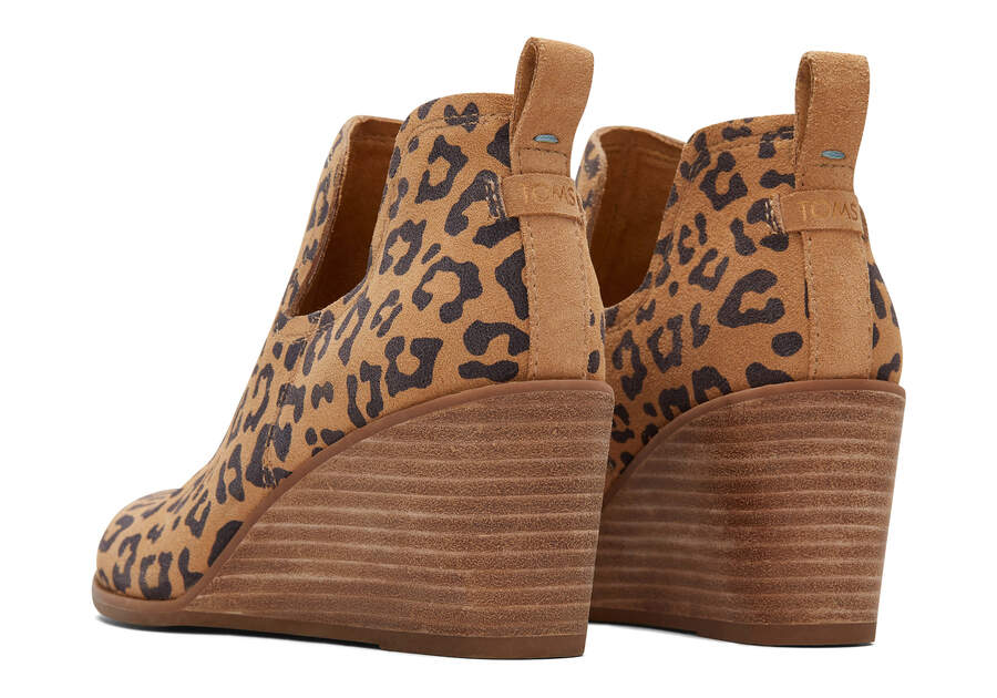 Leopard Women's Toms Kallie Wedge Bootie Booties Ireland | IE556-398