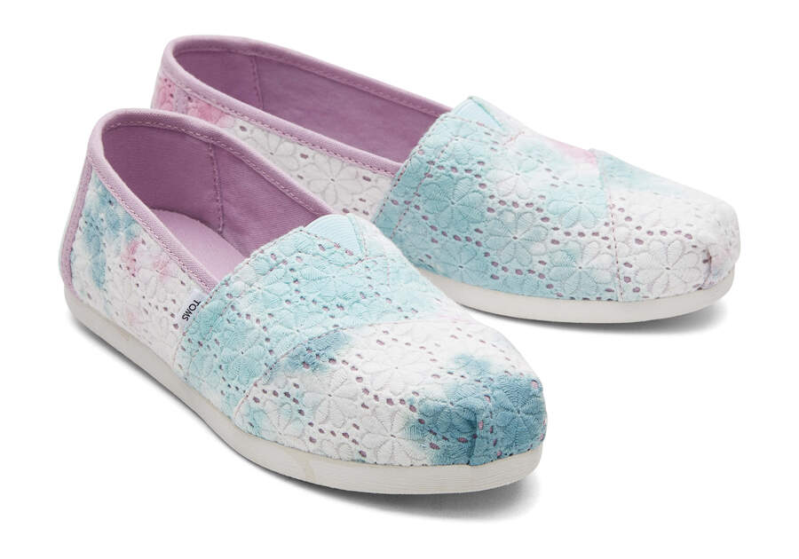 Lilac Mauve Tie Dye Floral Eyelets Women's Toms Alpargata Floral Eyelets Alpargatas Ireland | IE231-760