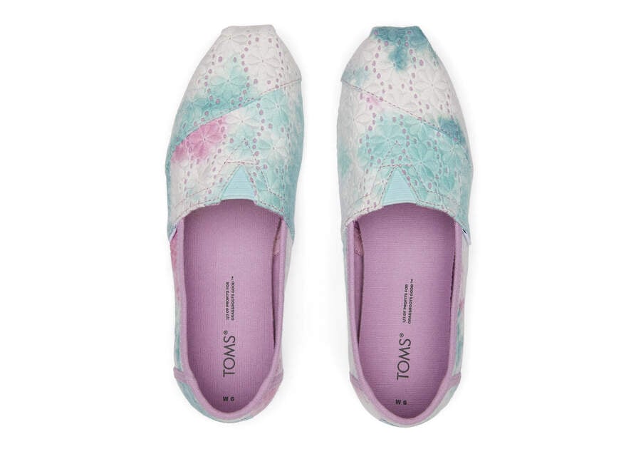 Lilac Mauve Tie Dye Floral Eyelets Women's Toms Alpargata Floral Eyelets Alpargatas Ireland | IE231-760