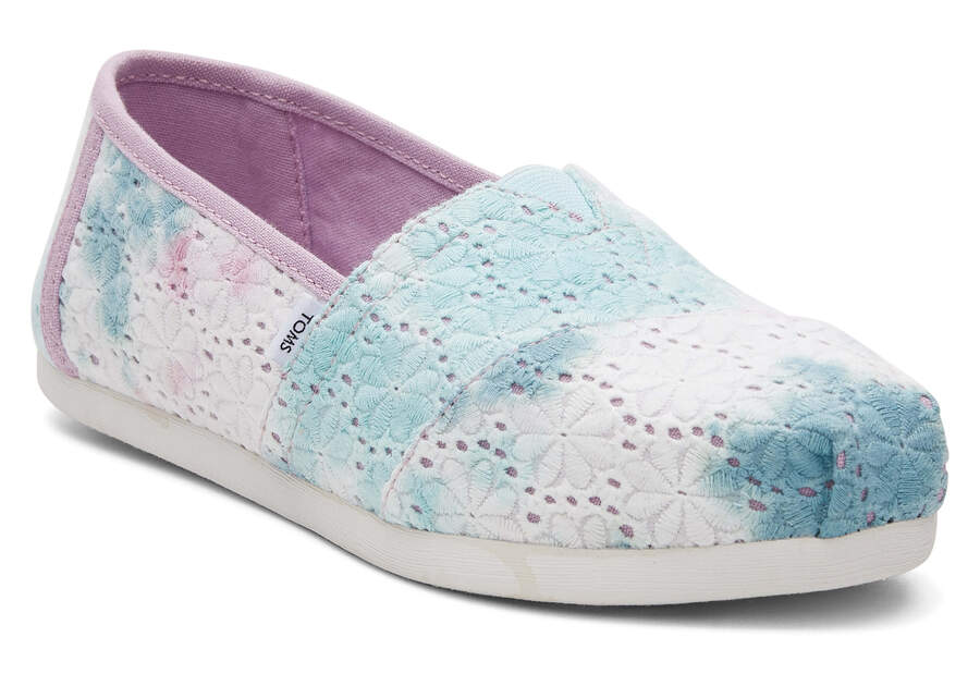 Lilac Mauve Tie Dye Floral Eyelets Women's Toms Alpargata Floral Eyelets Alpargatas Ireland | IE231-760