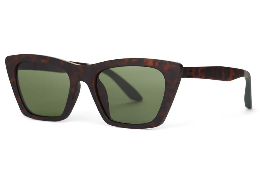 Matte Blonde Tortoise- Bottle Green Women's Toms Sahara Sunglasses Ireland | IE455-139