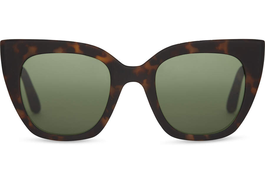 Matte Blonde Tortoise- Bottle Green Women\'s Toms Sydney Sunglasses Ireland | IE610-017