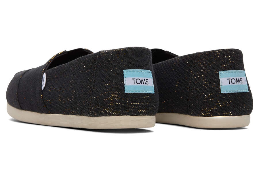 Metallic Black Women's Toms Alpargata Metallic Linen Alpargatas Ireland | IE864-559