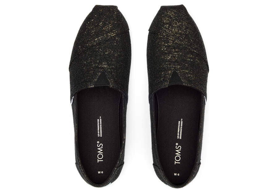 Metallic Black Women's Toms Alpargata Metallic Linen Alpargatas Ireland | IE864-559