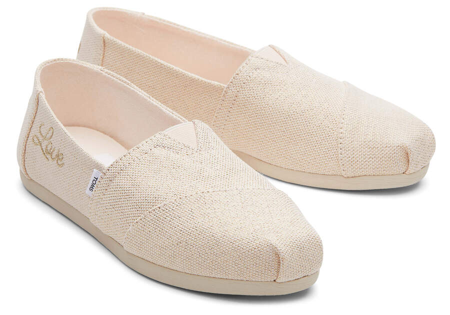 Metallic Dusty Peach Women's Toms Alpargata Metallic Linen Alpargatas Ireland | IE650-657