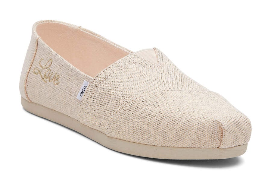 Metallic Dusty Peach Women's Toms Alpargata Metallic Linen Alpargatas Ireland | IE650-657