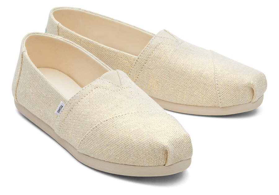 Metallic Natural Women's Toms Alpargata Metallic Linen Alpargatas Ireland | IE778-633