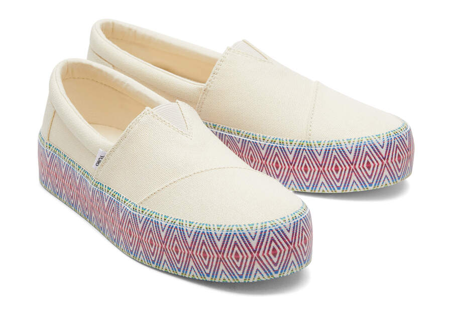 Natural Canvas Women's Toms Fenix Platform Slip On Ireland | IE533-803