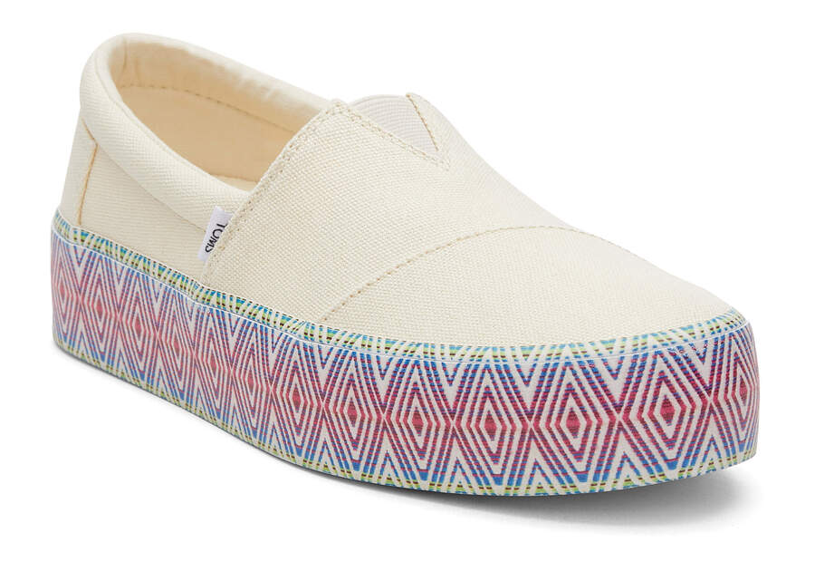 Natural Canvas Women's Toms Fenix Platform Slip On Ireland | IE533-803