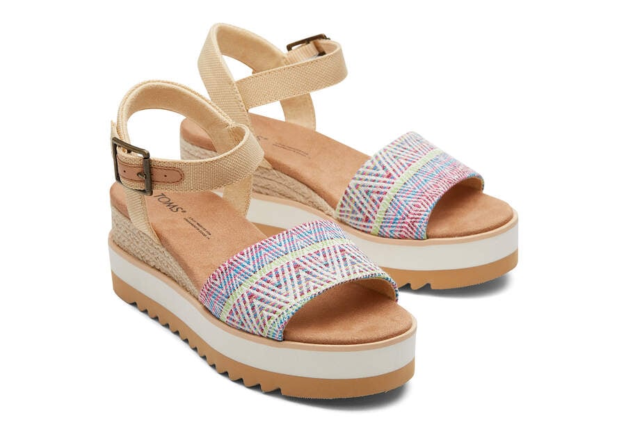 Natural Diamond Global Woven Women's Toms Diana Wedge Sandal Sandals Ireland | IE781-077