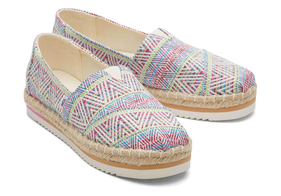 Natural Diamond Global Woven Women's Toms Alpargata Rope Platform Espadrilles Ireland | IE924-032