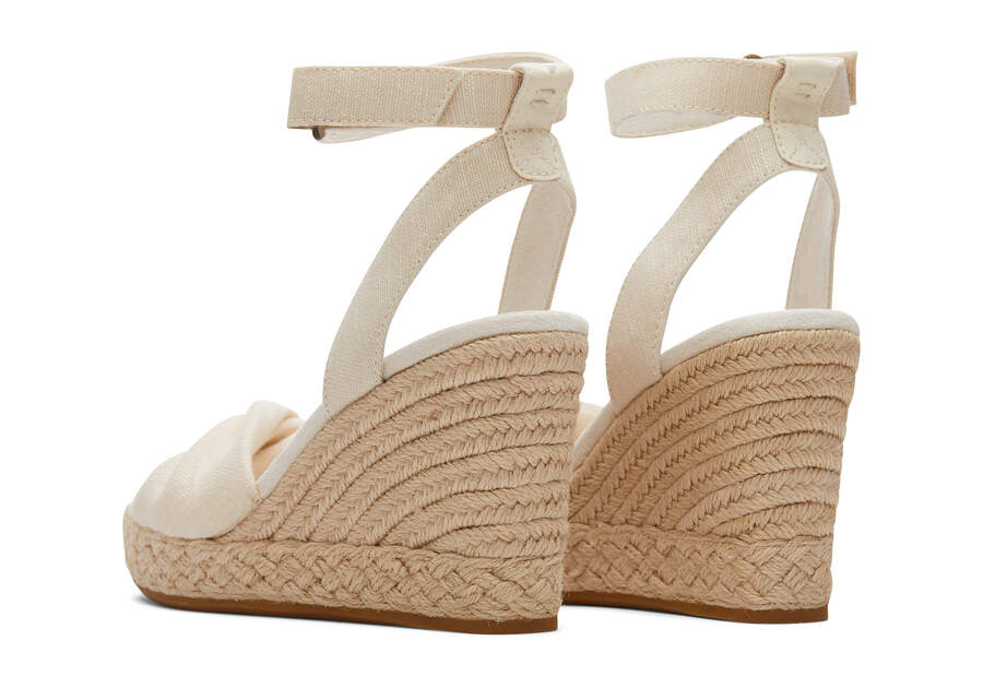 Natural Slubby Woven Women's Toms Marisela Wedge Sandal Sandals Ireland | IE985-763