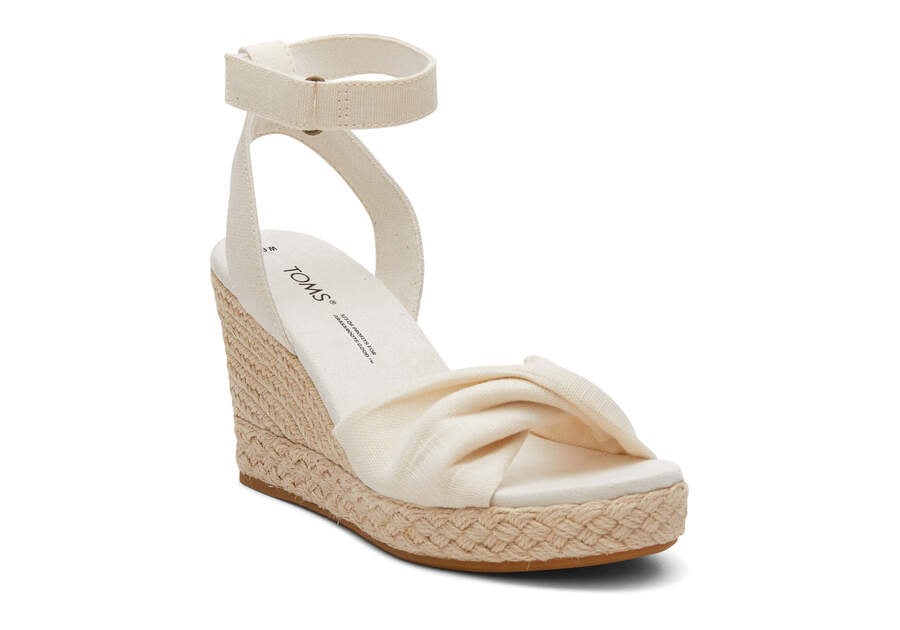 Natural Slubby Woven Women's Toms Marisela Wedge Sandal Sandals Ireland | IE985-763