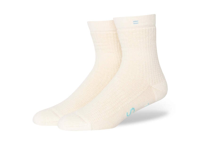 Natural Women's Toms Quarter Crew Socks Socks Ireland | IE437-602