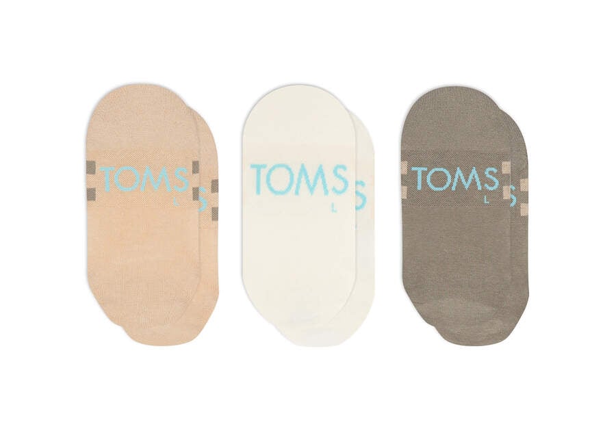 Nautral Multi Men's Toms Ultimate No Show Socks Mixed Neutral 3 Pack Socks Ireland | IE986-403