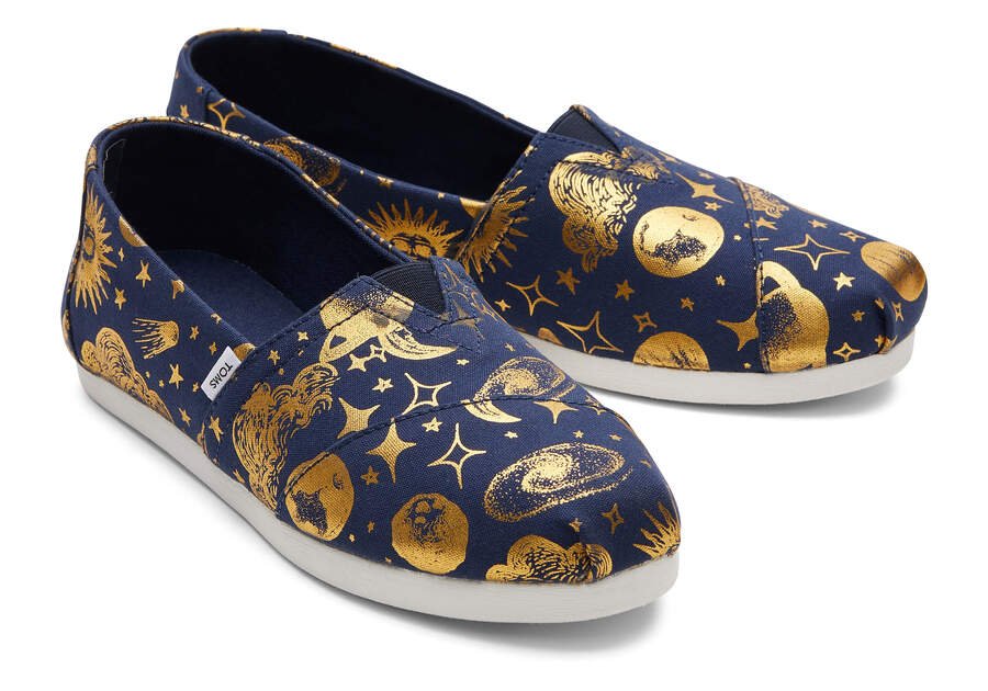 Navy Foil Women's Toms Alpargata Celestial Alpargatas Ireland | IE417-542