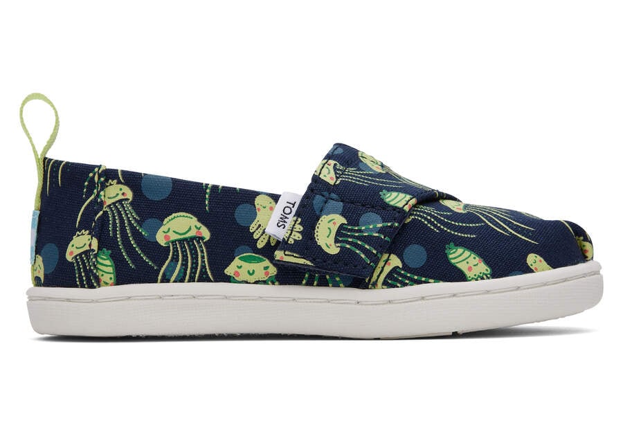 Navy Glow Kids' Toms Tiny Alpargata Glow In The Dark Jellyfish Alpargatas Ireland | IE535-582