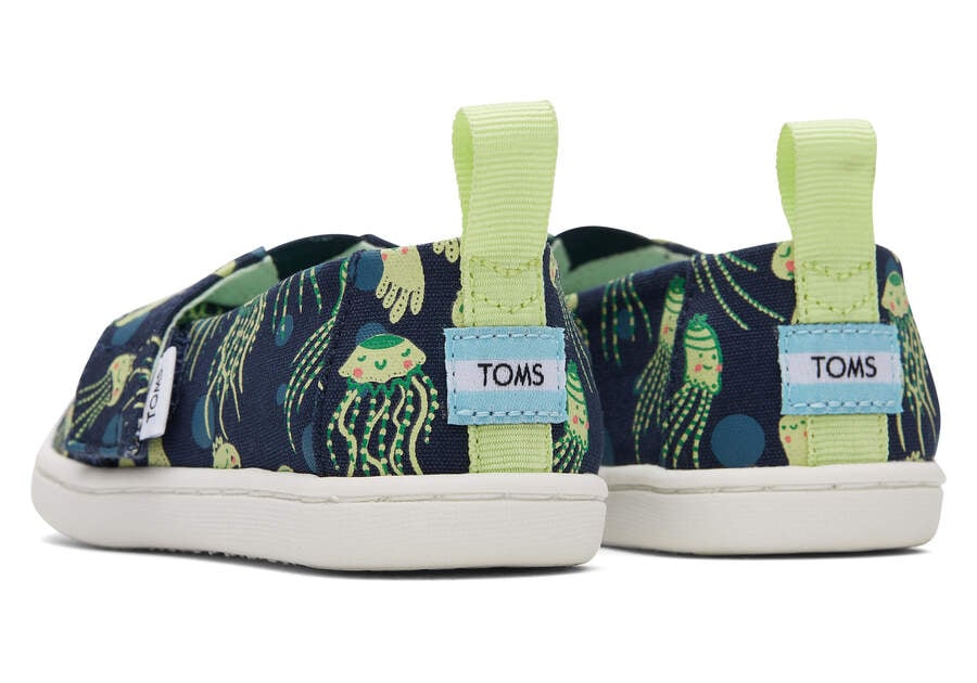 Navy Glow Kids' Toms Tiny Alpargata Glow In The Dark Jellyfish Alpargatas Ireland | IE535-582