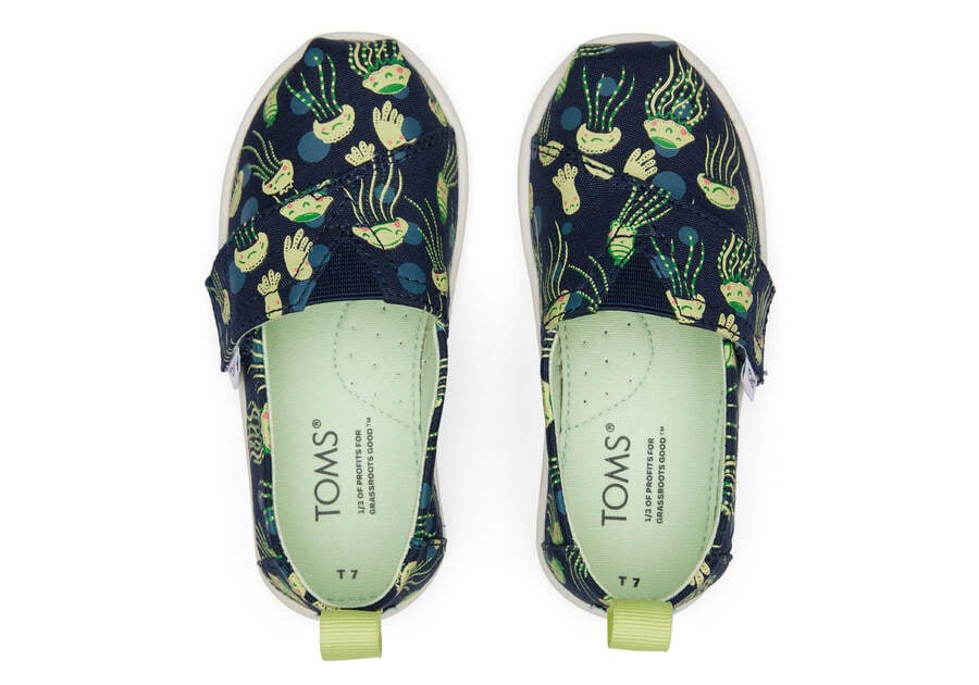 Navy Glow Kids' Toms Tiny Alpargata Glow In The Dark Jellyfish Alpargatas Ireland | IE535-582