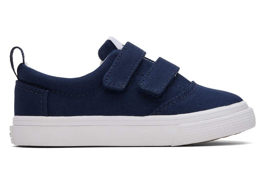 Navy Kids' Toms Tiny Fenix Double Strap Canvas Sneakers Ireland | IE423-134