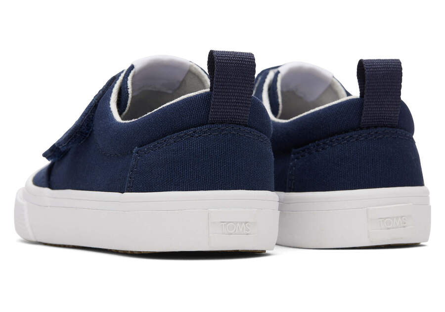 Navy Kids' Toms Tiny Fenix Double Strap Canvas Sneakers Ireland | IE423-134