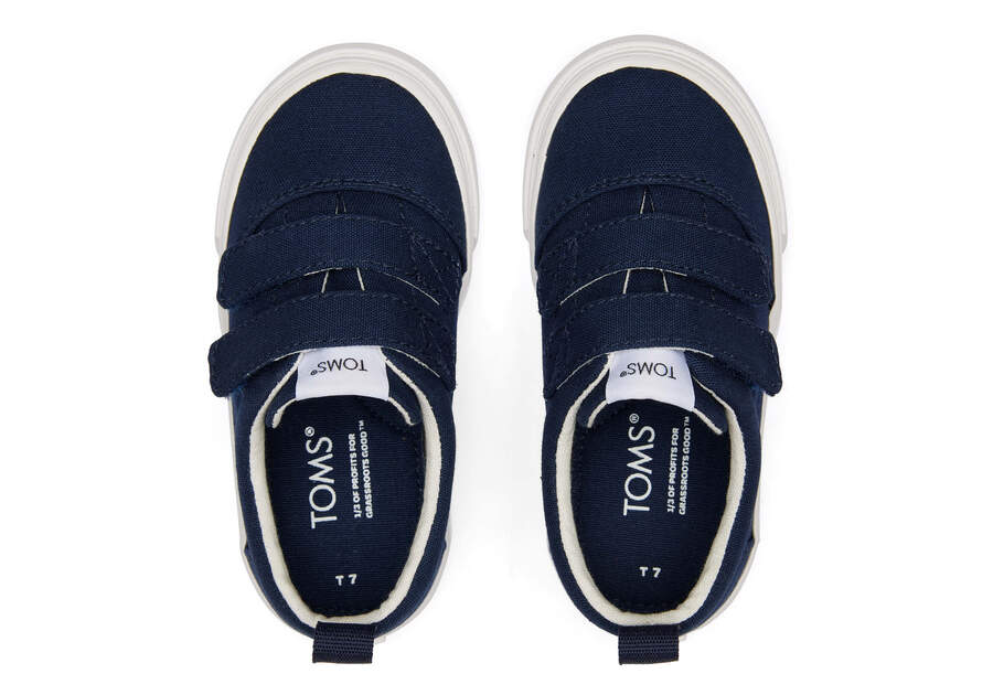 Navy Kids' Toms Tiny Fenix Double Strap Canvas Sneakers Ireland | IE423-134