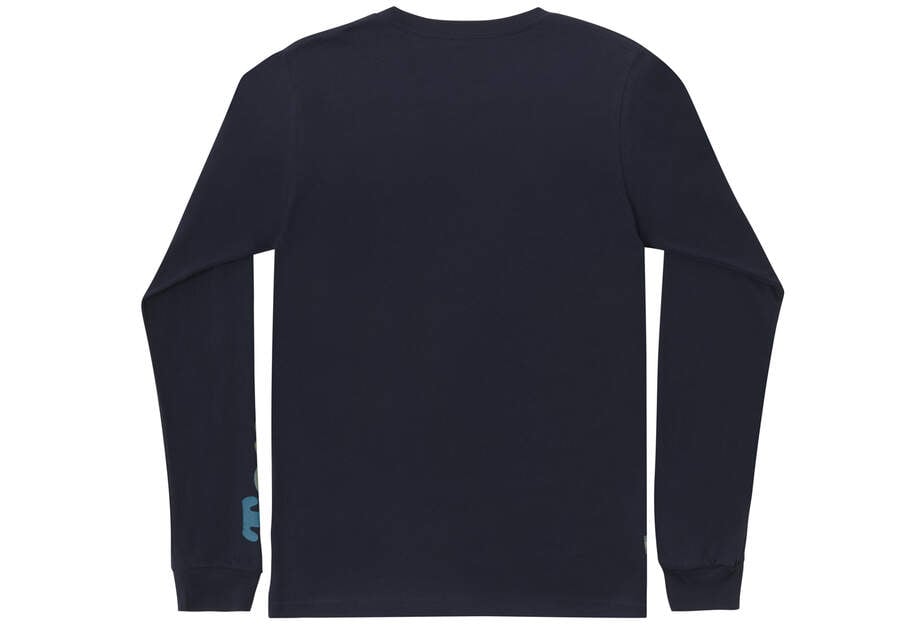 Navy Men's Toms TOMORROW Logo Long Sleeve T Shirts Ireland | IE854-094