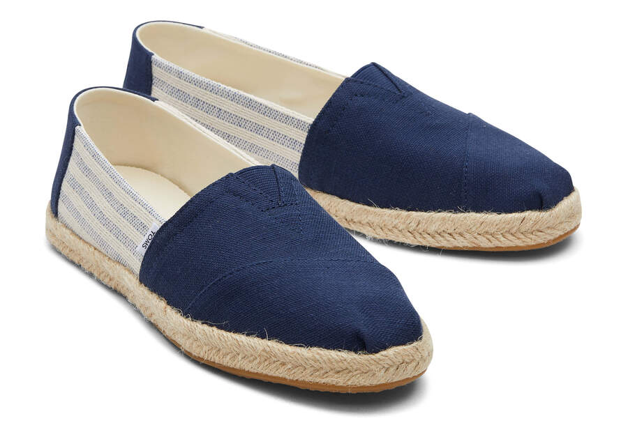 Navy Stripes Women's Toms Alpargata Recycled Cotton Rope Espadrille Espadrilles Ireland | IE118-130