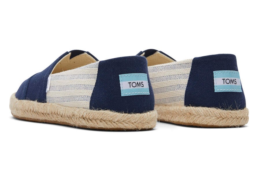 Navy Stripes Women's Toms Alpargata Recycled Cotton Rope Espadrille Espadrilles Ireland | IE118-130