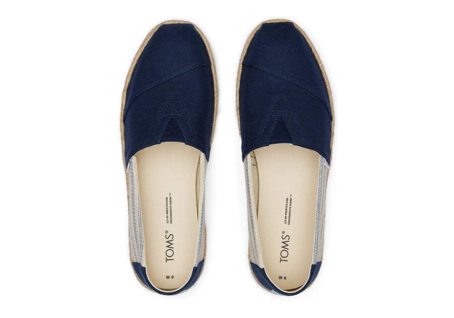 Navy Stripes Women's Toms Alpargata Recycled Cotton Rope Espadrille Espadrilles Ireland | IE118-130