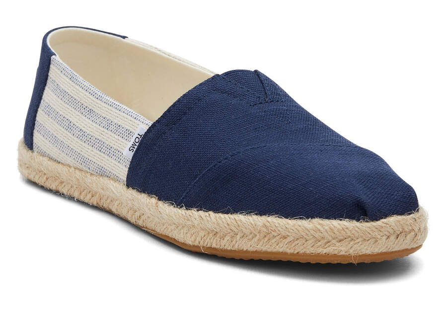 Navy Stripes Women's Toms Alpargata Recycled Cotton Rope Espadrille Espadrilles Ireland | IE118-130