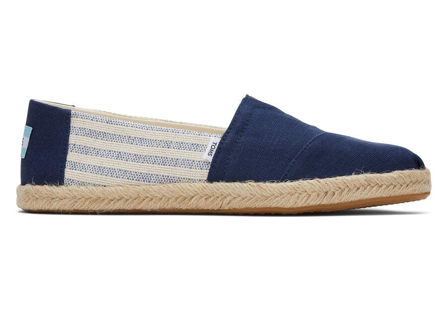 Navy Stripes Women\'s Toms Alpargata Recycled Cotton Rope Espadrille Espadrilles Ireland | IE118-130