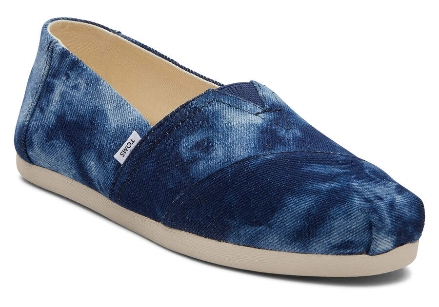 Navy Washed Denim Women's Toms Alpargata Washed Denim Alpargatas Ireland | IE509-854