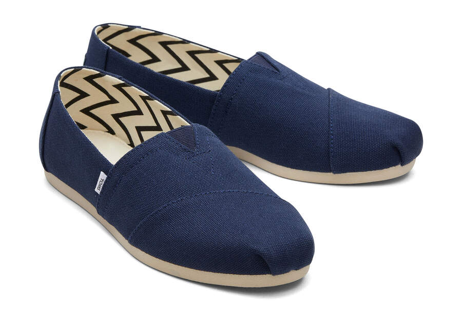 Navy Wide Women's Toms Alpargata Recycled Cotton Wide Width Alpargatas Ireland | IE878-444