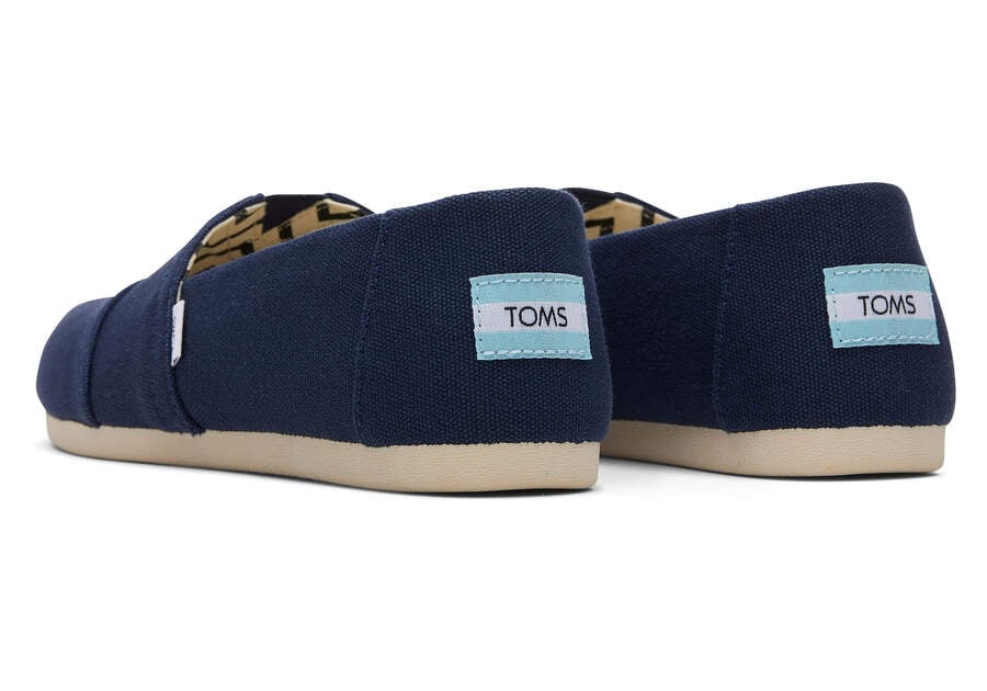 Navy Wide Women's Toms Alpargata Recycled Cotton Wide Width Alpargatas Ireland | IE878-444