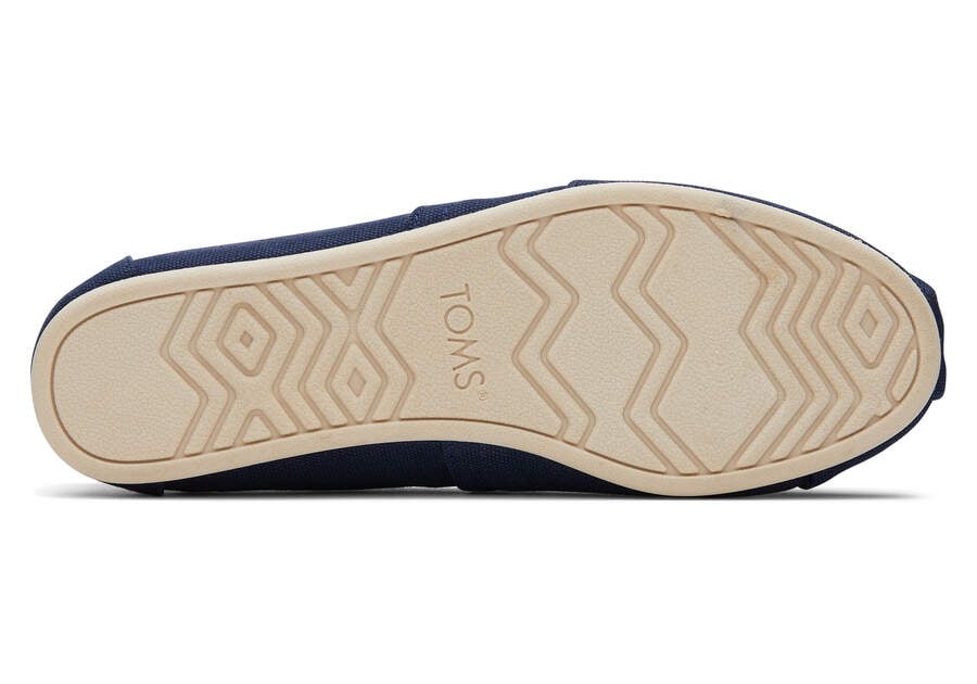 Navy Wide Women's Toms Alpargata Recycled Cotton Wide Width Alpargatas Ireland | IE878-444