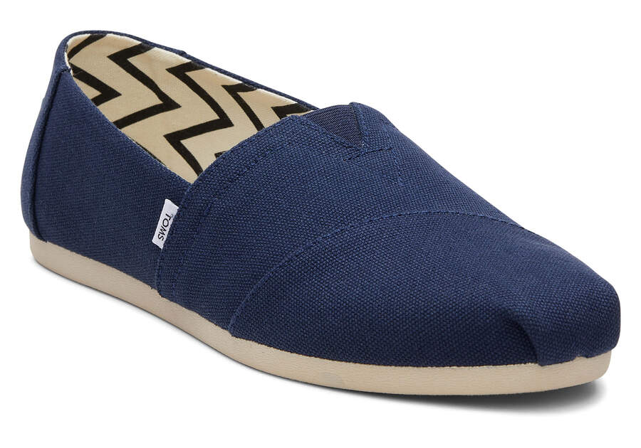 Navy Wide Women's Toms Alpargata Recycled Cotton Wide Width Alpargatas Ireland | IE878-444