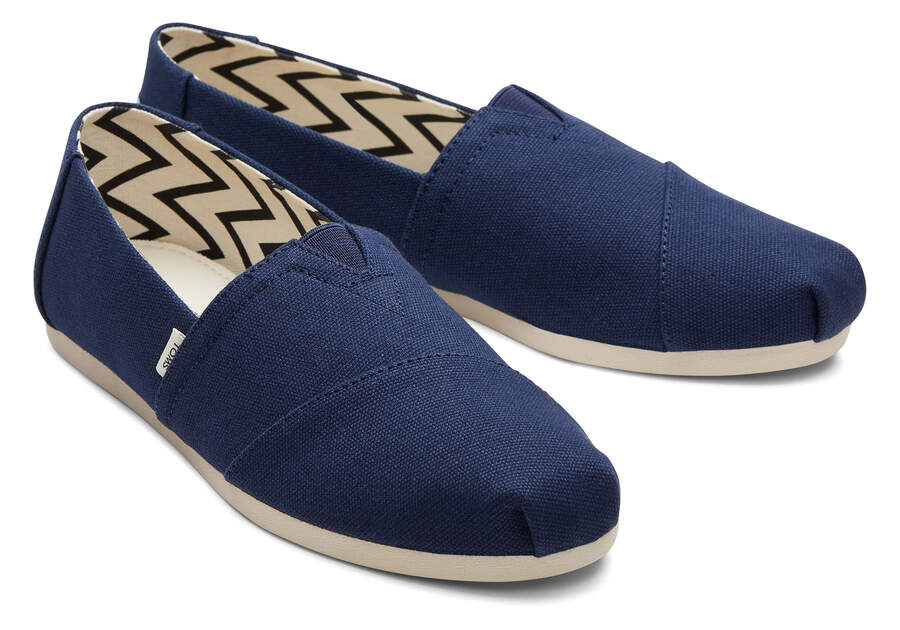 Navy Women's Toms Alpargata Recycled Cotton Canvas Alpargatas Ireland | IE973-246