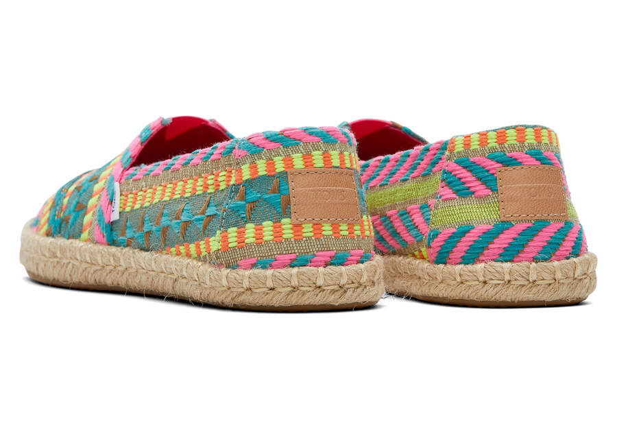 Neon Pink Global Jacquard Women's Toms Alpargata Global Jaquard Rope Espadrille Espadrilles Ireland | IE405-697