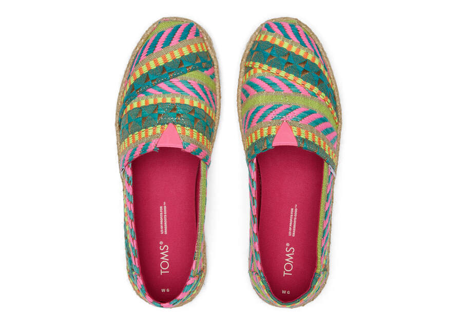 Neon Pink Global Jacquard Women's Toms Alpargata Global Jaquard Rope Espadrille Espadrilles Ireland | IE405-697